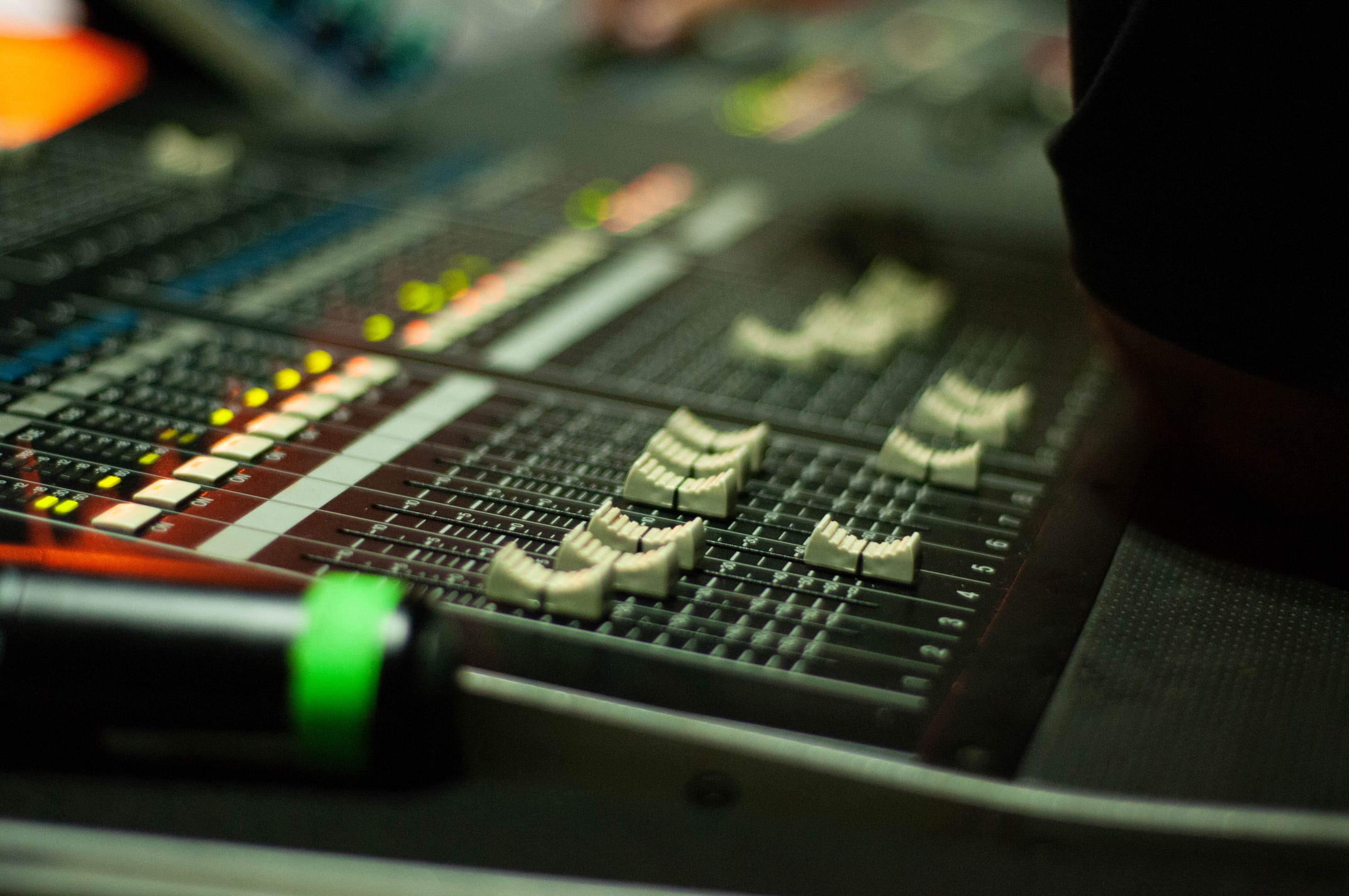 Sound mixer board in recording studio